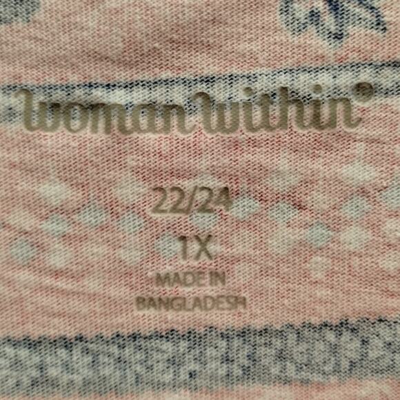 Woman Within Size 1X (22/24) Light Red/Pink Multi-Pattern Short Sleeve T-Shirt - Picture 5 of 7